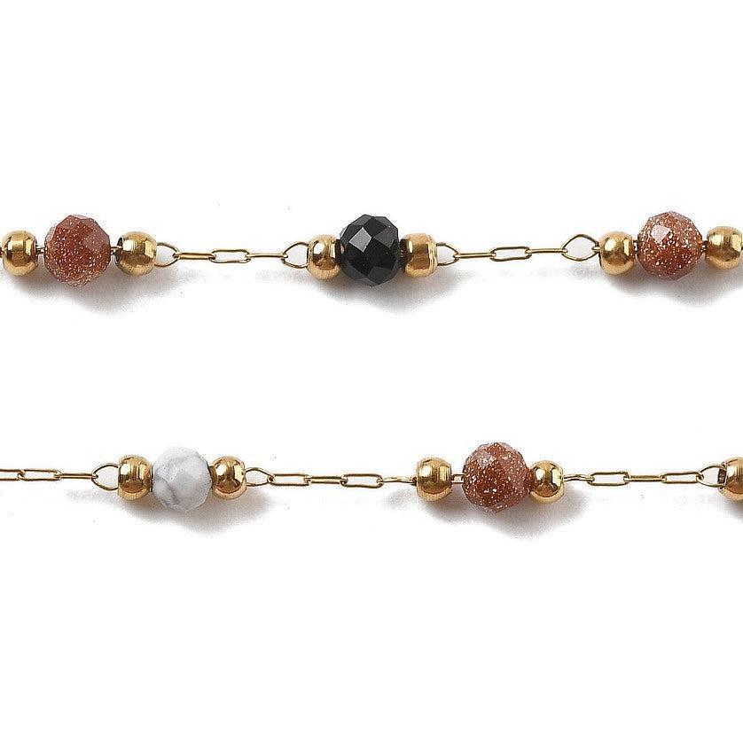 Schakelketting Edelsteen RVS Goud 6x3mm - per 10cm-Ketting-Kraaltjes van Renate