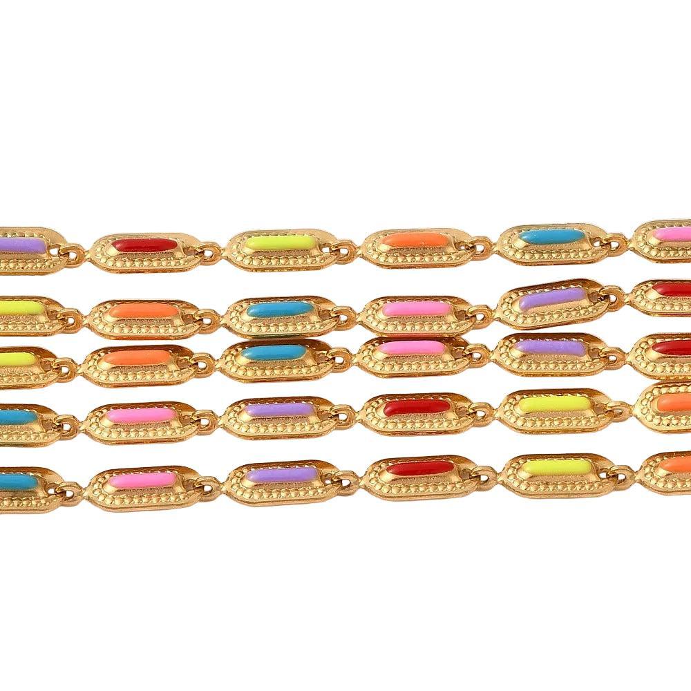 Schakelketting RVS Emaille Multicolor 12x4mm - per 10cm-Ketting-Kraaltjes van Renate
