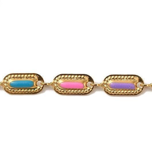 Schakelketting RVS Emaille Multicolor 12x4mm - per 10cm-Ketting-Kraaltjes van Renate