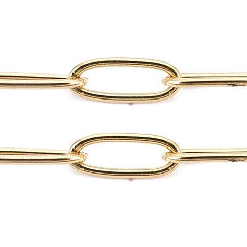 Schakelketting Paperclip 4.8x2.5mm Premium RVS Goud - per 10cm-Ketting-Kraaltjes van Renate