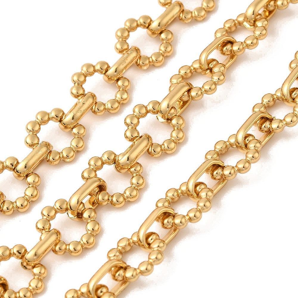 Schakelketting Premium RVS Goud 9.5mm - per 10cm-Ketting-Kraaltjes van Renate