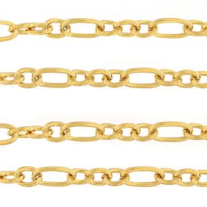 Schakelketting RVS goud 14x7mm - prijs per 19cm-Kraaltjes van Renate