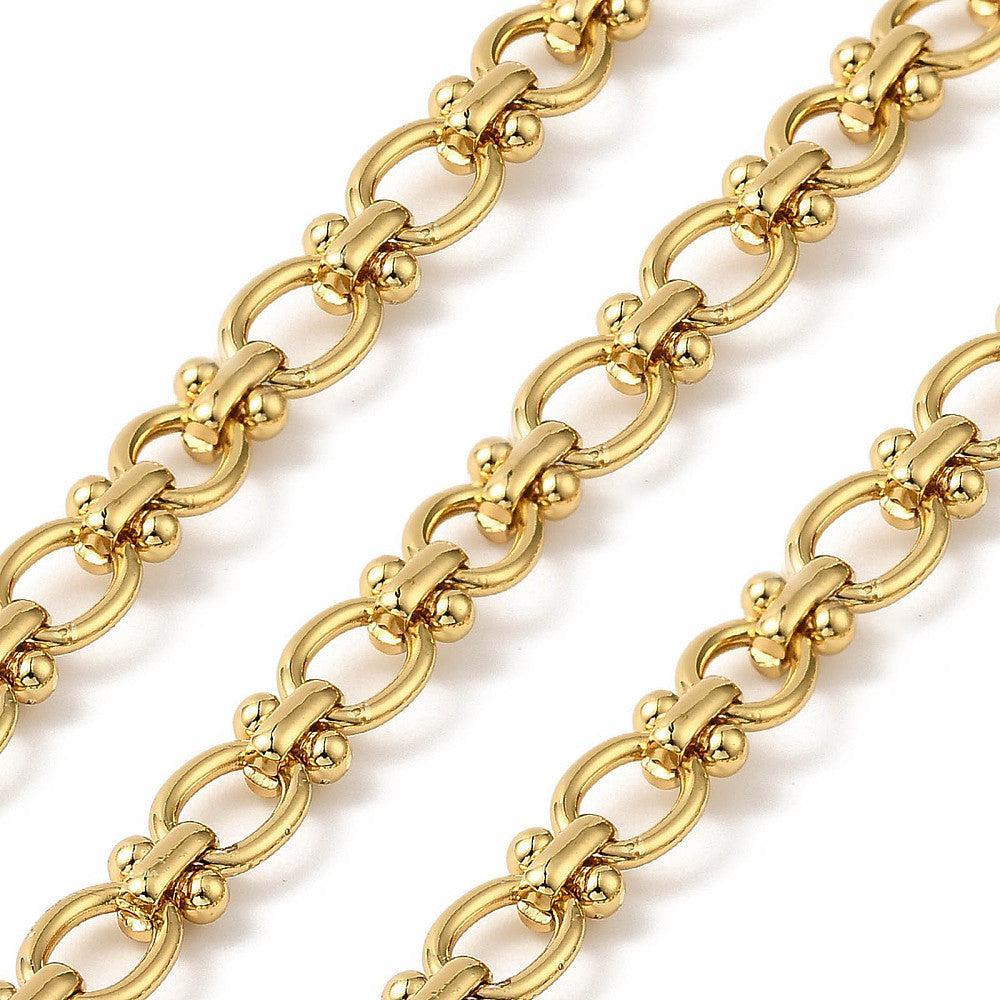 Schakelketting RVS goud rolo 7,5x6,5mm - prijs per 10cm-ketting-Kraaltjes van Renate