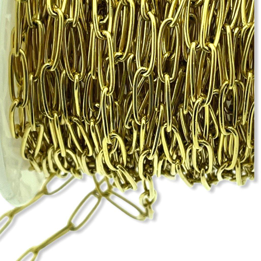 Schakelketting RVS ovaal goud 10x3mm - prijs per 10cm-Kraaltjes van Renate