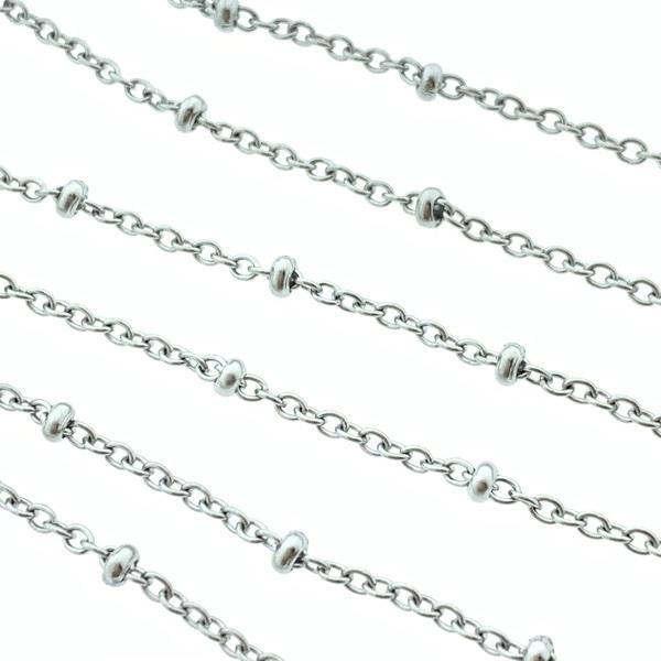 Schakelketting RVS ovaal met bolletjes 2mm - prijs per 10cm-Kraaltjes van Renate