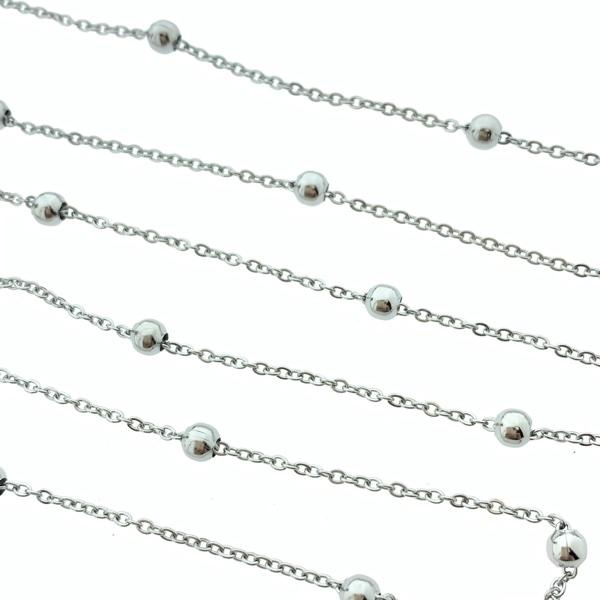Schakelketting RVS ovaal met bolletjes 4mm - prijs per 10cm-Kraaltjes van Renate