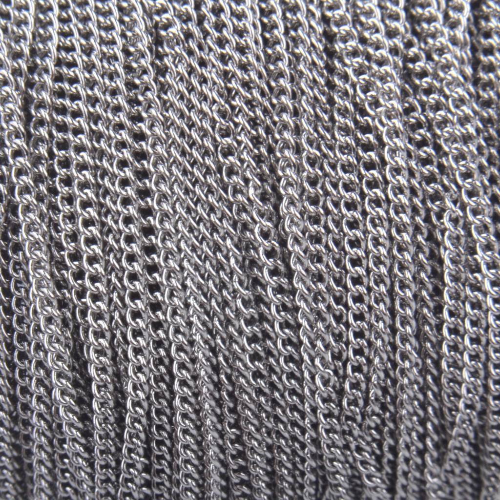 Schakelketting RVS platte schakel 1,8x1,2mm - prijs per 10cm-Kraaltjes van Renate