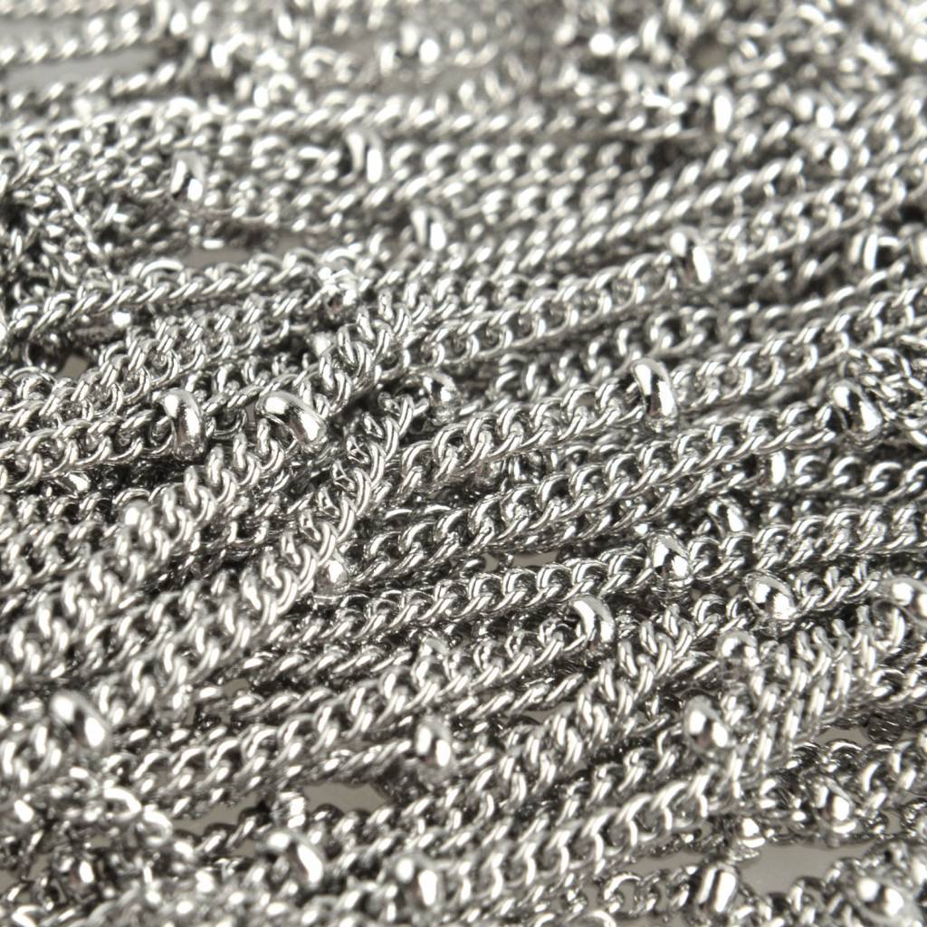 Schakelketting RVS platte schakel met bolletjes 2mm - prijs per 10cm-Kraaltjes van Renate