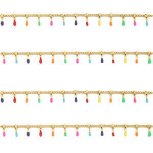 Schakelketting RVS spike goud-multicolour 1.5x7mm - prijs per 19cm-Kraaltjes van Renate