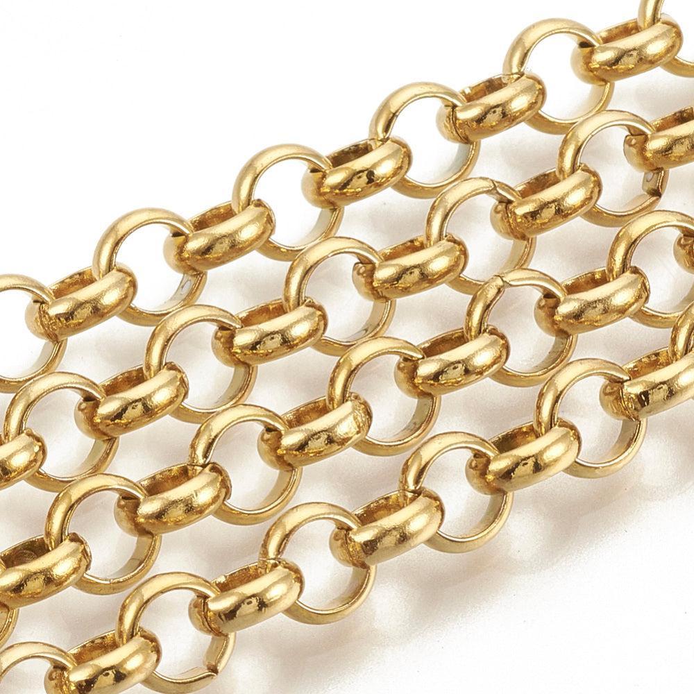 Schakelketting Rolo Premium RVS Goud 6x2mm - per 10cm-Ketting-Kraaltjes van Renate