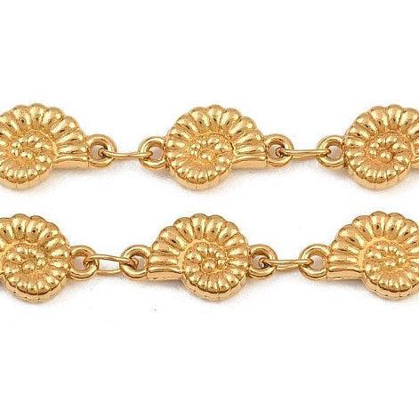 Schakelketting Schelp Premium RVS Goud - per 10cm-Ketting-Kraaltjes van Renate