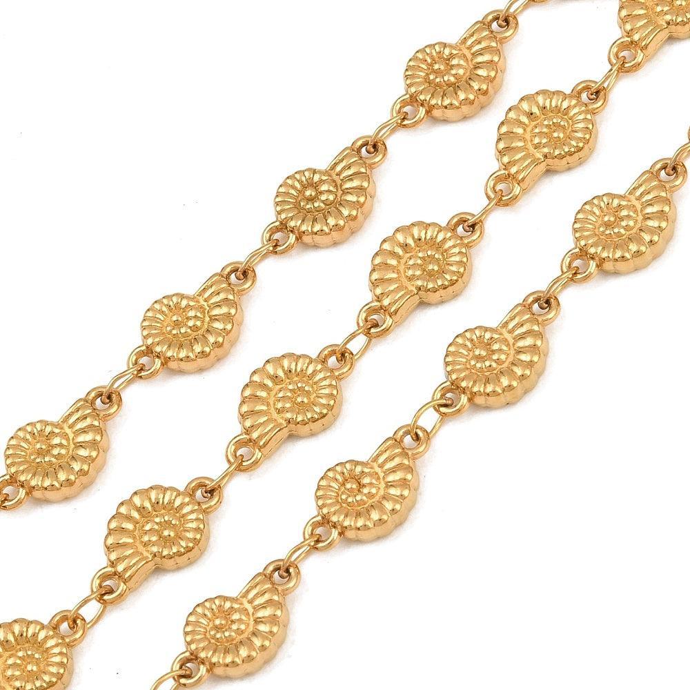 Schakelketting Schelp Premium RVS Goud - per 10cm-Ketting-Kraaltjes van Renate