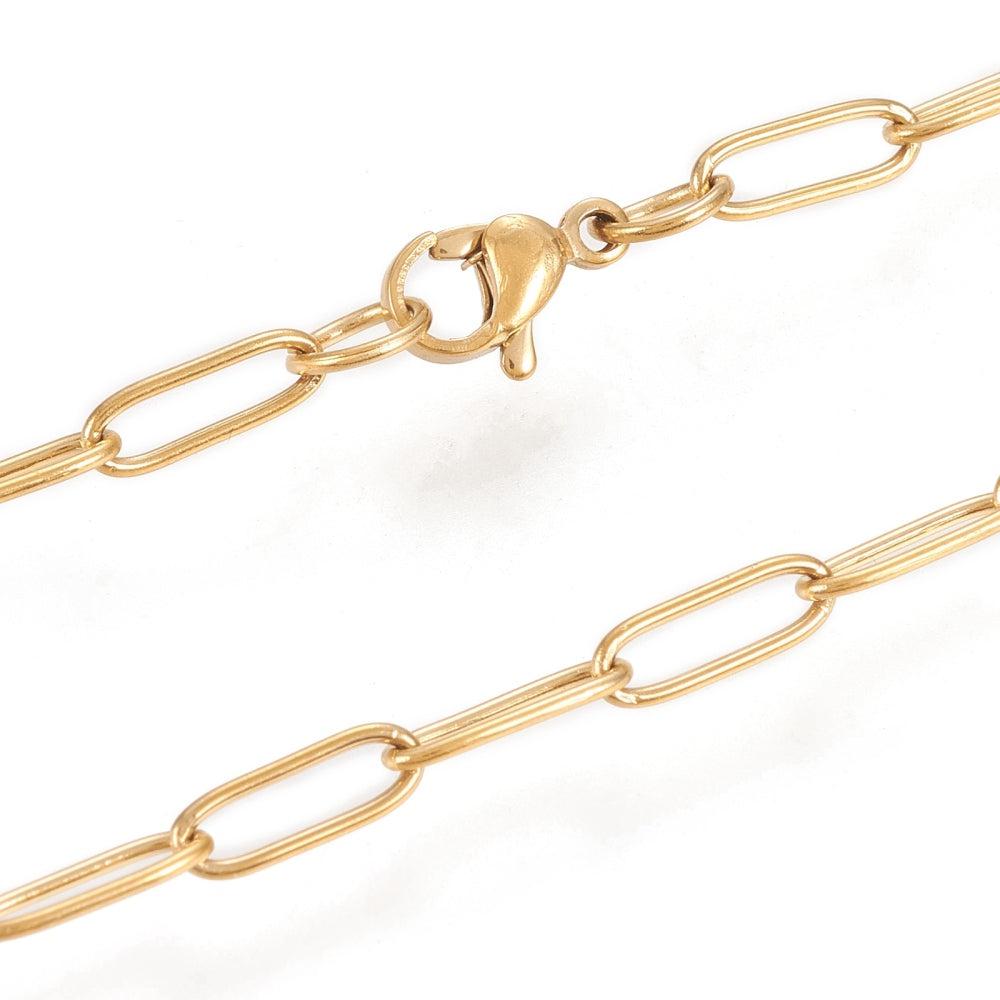 Schakelketting Stainless Steel #4 Ovaal 50cm-bedels-Kraaltjes van Renate