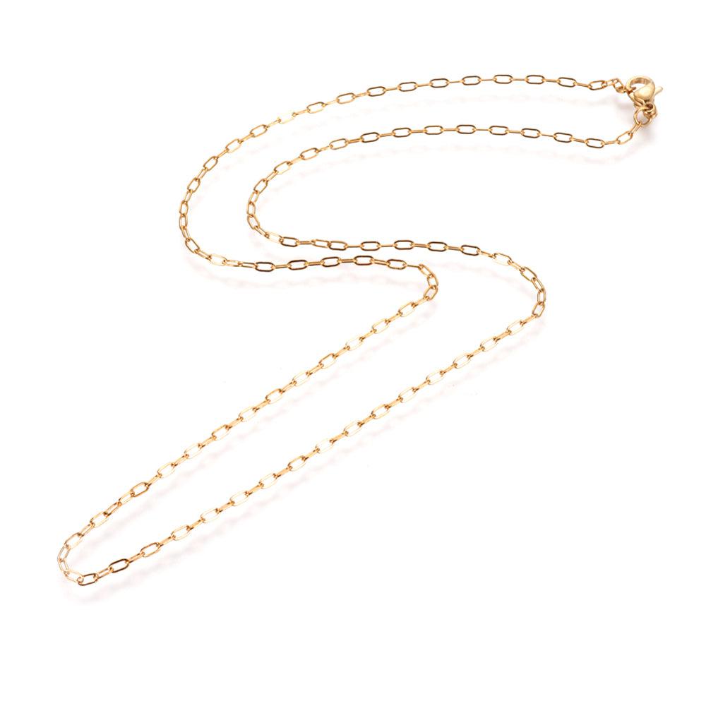 Schakelketting Stainless Steel cable 18k gold plated - per stuk-bedels-Kraaltjes van Renate