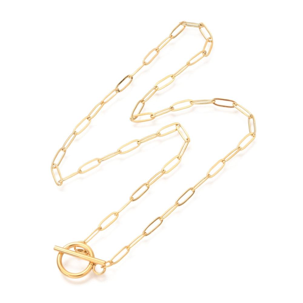 Schakelketting Stainless Steel paperclip 45cm-bedels-Kraaltjes van Renate