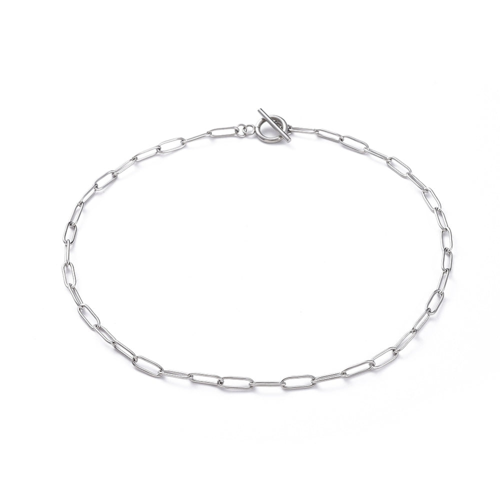 Schakelketting Stainless Steel paperclip zilver 45cm-bedels-Kraaltjes van Renate