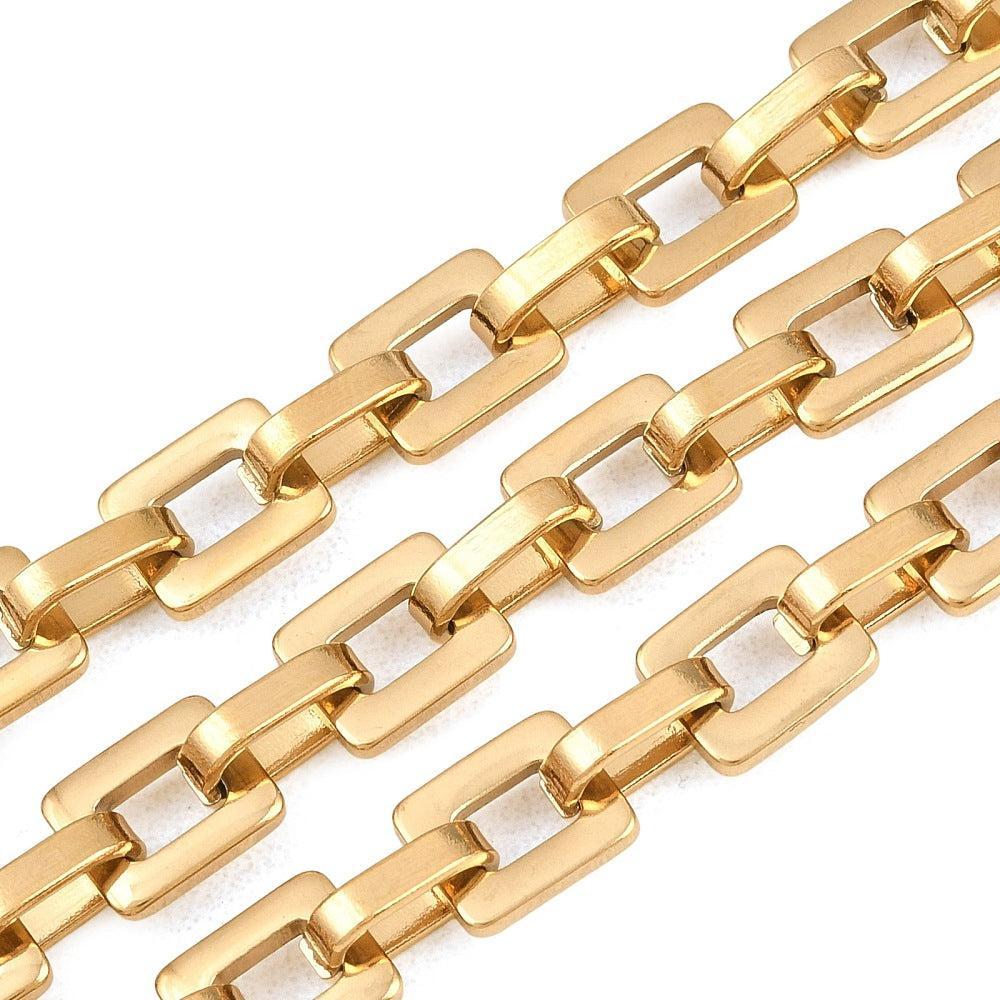 Schakelketting Vierkant Goud 18K RVS 10x6mm - per 10cm-Ketting-Kraaltjes van Renate