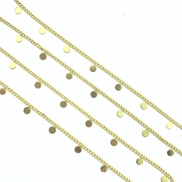 Schakelketting flat round 18K gold plated 4x2mm - prijs per 10cm-Kraaltjes van Renate