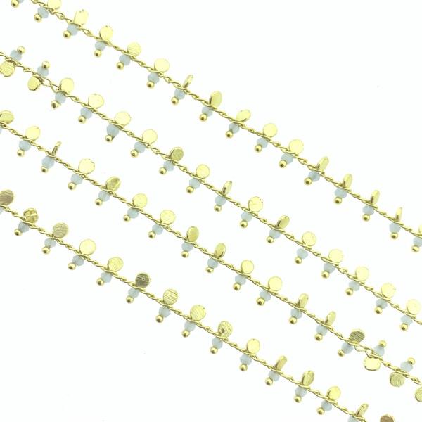 Schakelketting gold plated grijs 7x3mm - prijs per 10cm-Kraaltjes van Renate