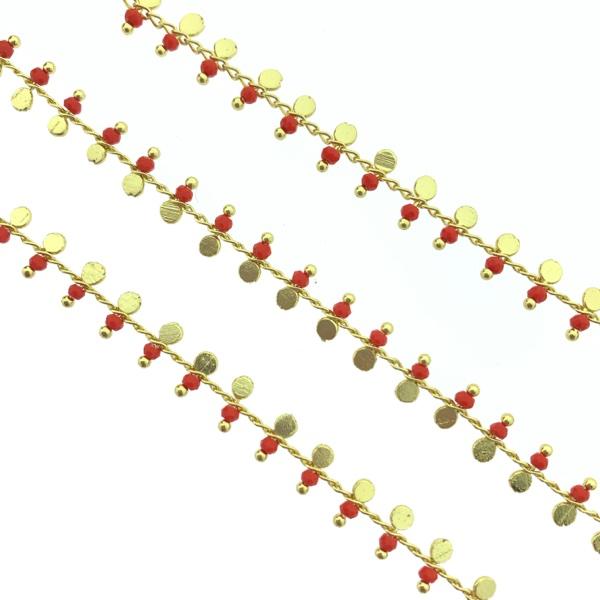 Schakelketting gold plated rood 3mm - prijs per 10cm-Kraaltjes van Renate