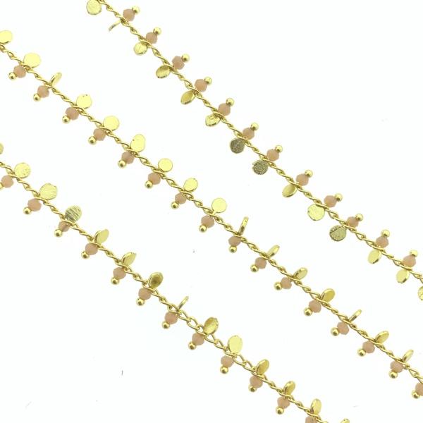 Schakelketting gold plated roze 3mm - prijs per 10cm-Kraaltjes van Renate