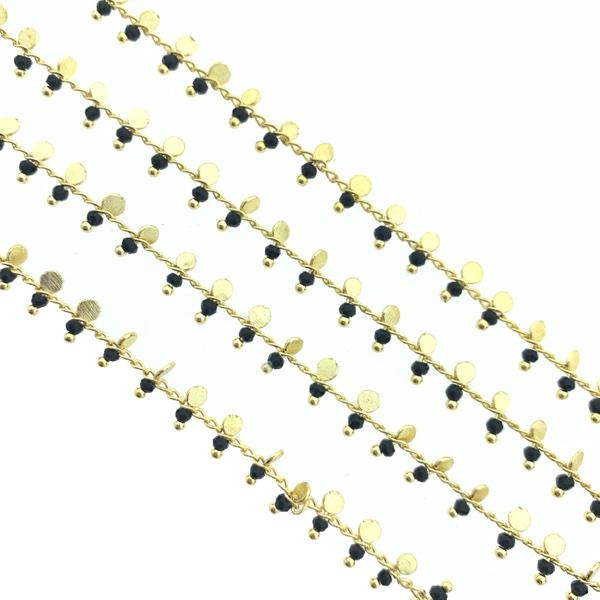 Schakelketting gold plated zwart 7x3mm - prijs per 10cm-Kraaltjes van Renate