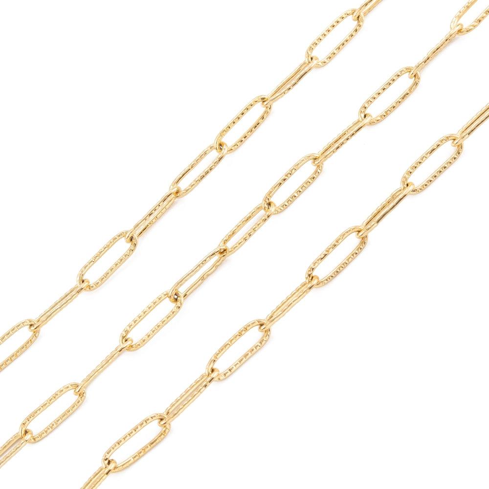 Schakelketting paperclip RVS goud 12x4mm- per 10cm-ketting-Kraaltjes van Renate