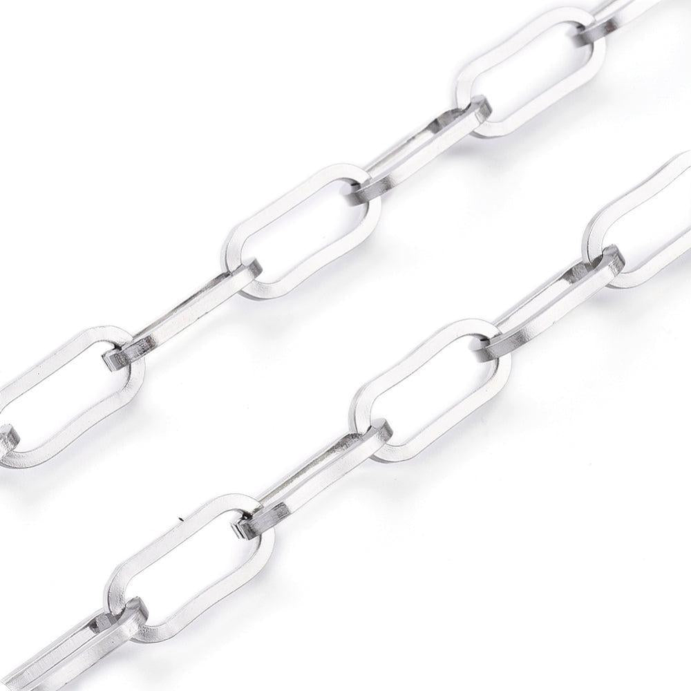 Schakelketting paperclip RVS zilver 13x6mm- per 10cm-ketting-Kraaltjes van Renate