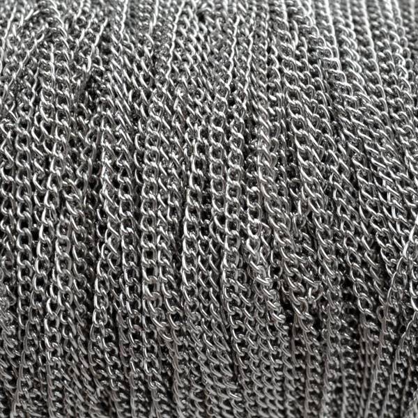Schakelketting plat zilver 2,8x1,7mm - 3 meter-Kraaltjes van Renate