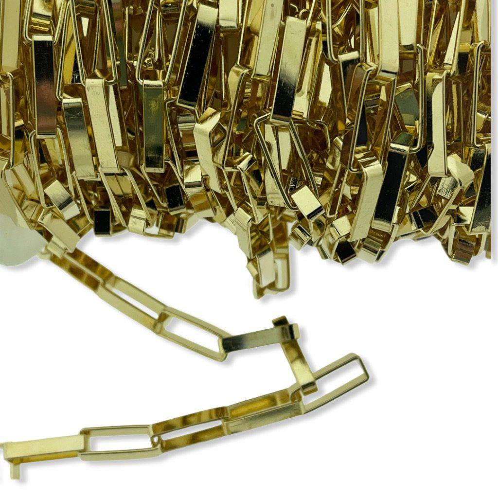 Schakelketting rechthoek goud 17x7mm - prijs per 50cm-Kraaltjes van Renate