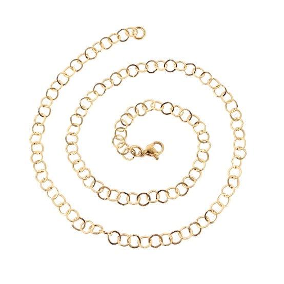 Schakelketting Stainless Steel cable goud ±45cm-bedels-Kraaltjes van Renate