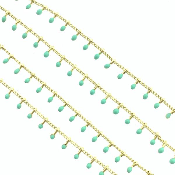 Schakelketting staafjes turquoise 18K gold plated 5.5x2mm - prijs per 10cm-Kraaltjes van Renate