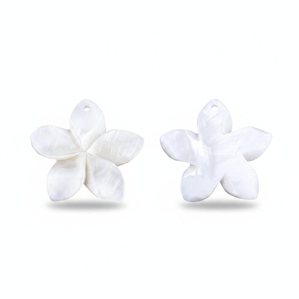 Schelp Bedel Bloem Gegraveerd Crèmewit 33.8mm - per stuk-Bedels-Kraaltjes van Renate