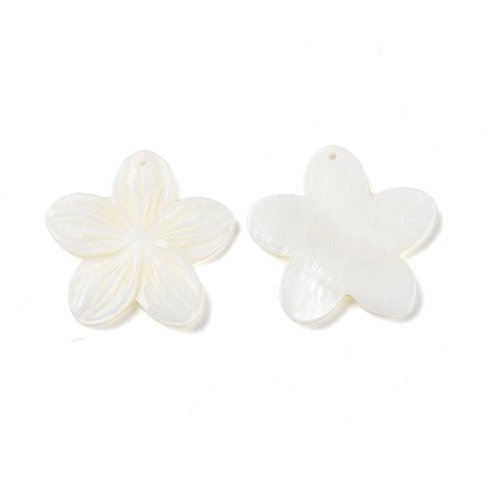 Schelp Bedel Bloem Schelpkleur 37.5mm - per stuk-Bedels-Kraaltjes van Renate