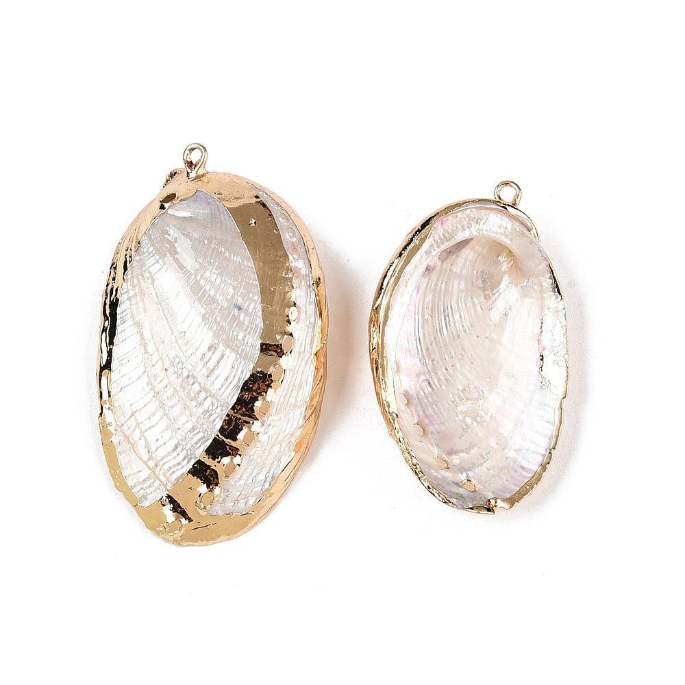 Schelp Bedel Paua Wit Goud 42mm - per stuk-Bedels-Kraaltjes van Renate
