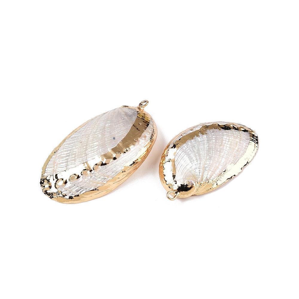 Schelp Bedel Paua Wit Goud 42mm - per stuk-Bedels-Kraaltjes van Renate