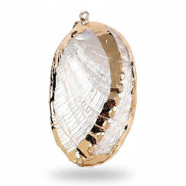 Schelp Bedel Paua Wit Goud 42mm - per stuk-Bedels-Kraaltjes van Renate