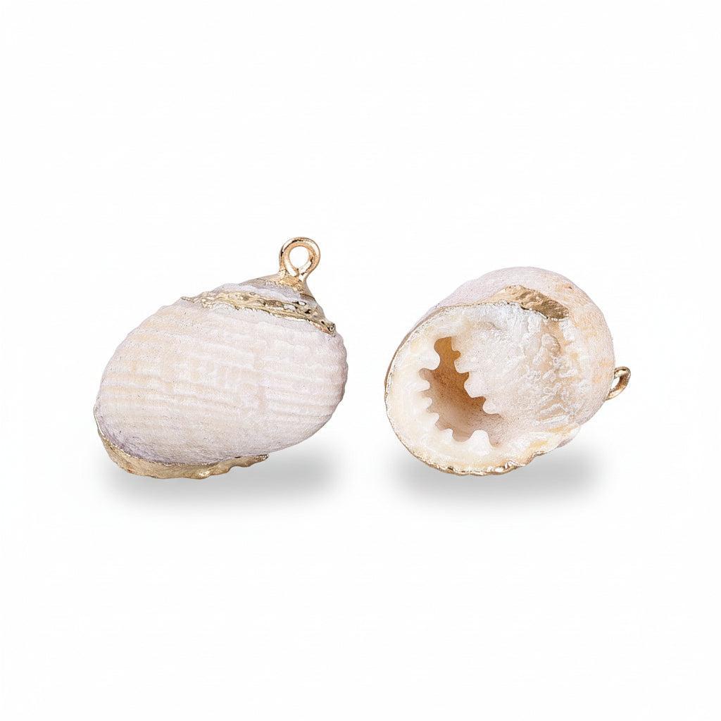 Schelp Hanger Naturel Goud 21mm - per stuk-Bedels-Kraaltjes van Renate