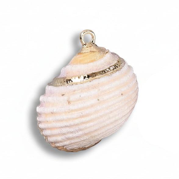 Schelp Hanger Naturel Goud 21mm - per stuk-Bedels-Kraaltjes van Renate
