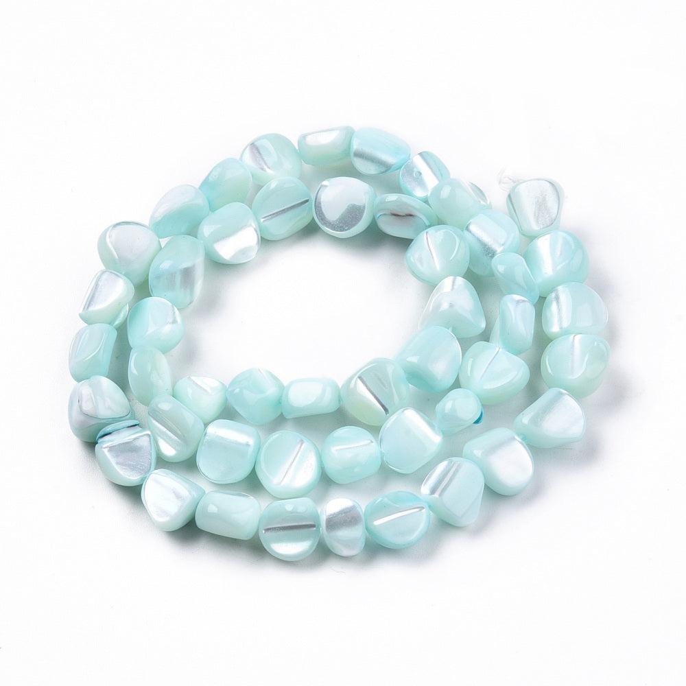 Schelp Kraal Nugget Lichte Turquoise 9x8mm - per stuk-Kralen-Kraaltjes van Renate
