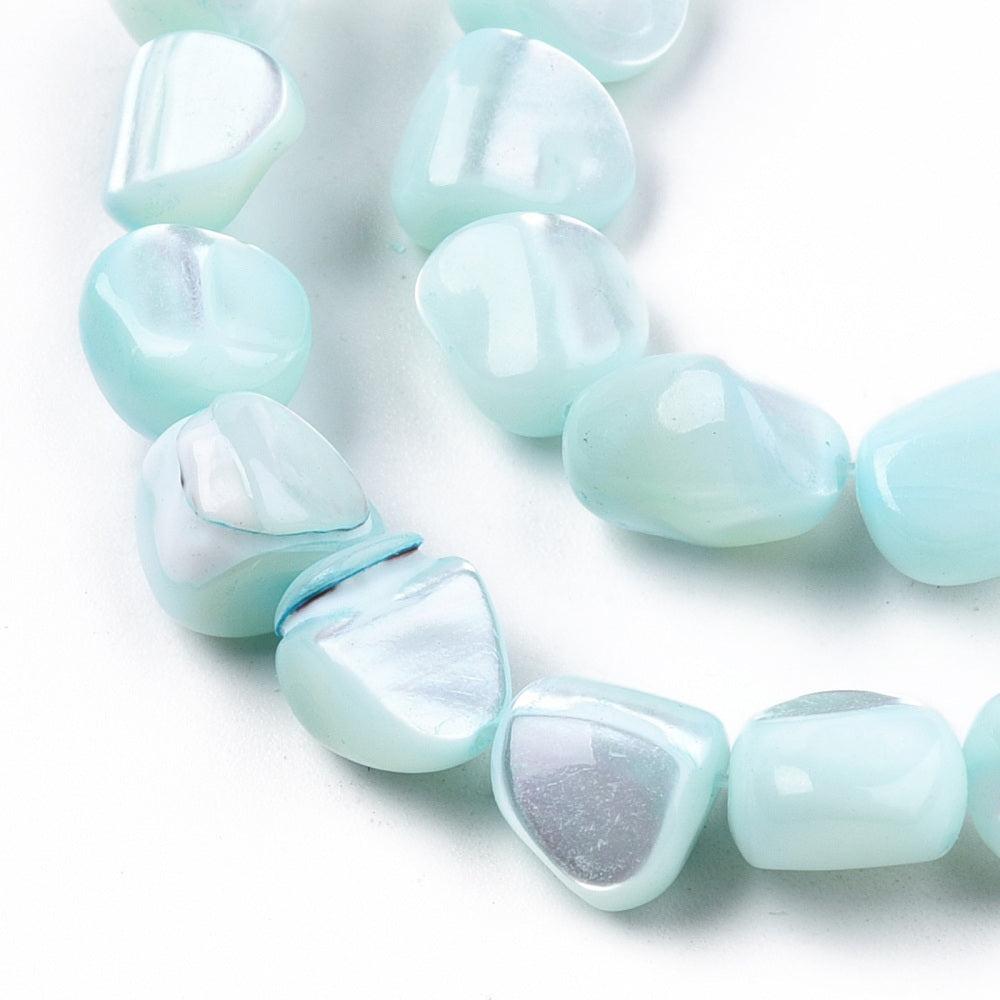 Schelp Kraal Nugget Lichte Turquoise 9x8mm - per stuk-Kralen-Kraaltjes van Renate