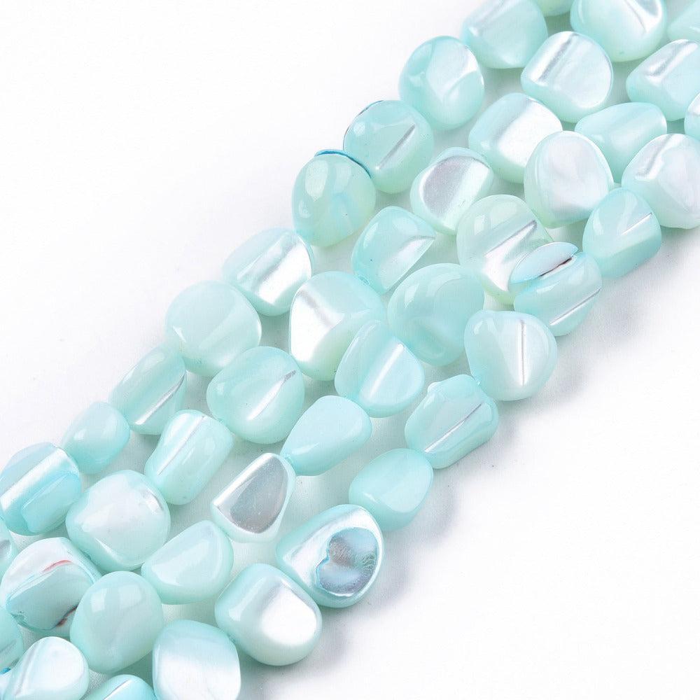 Schelp Kraal Nugget Lichte Turquoise 9x8mm - per stuk-Kralen-Kraaltjes van Renate