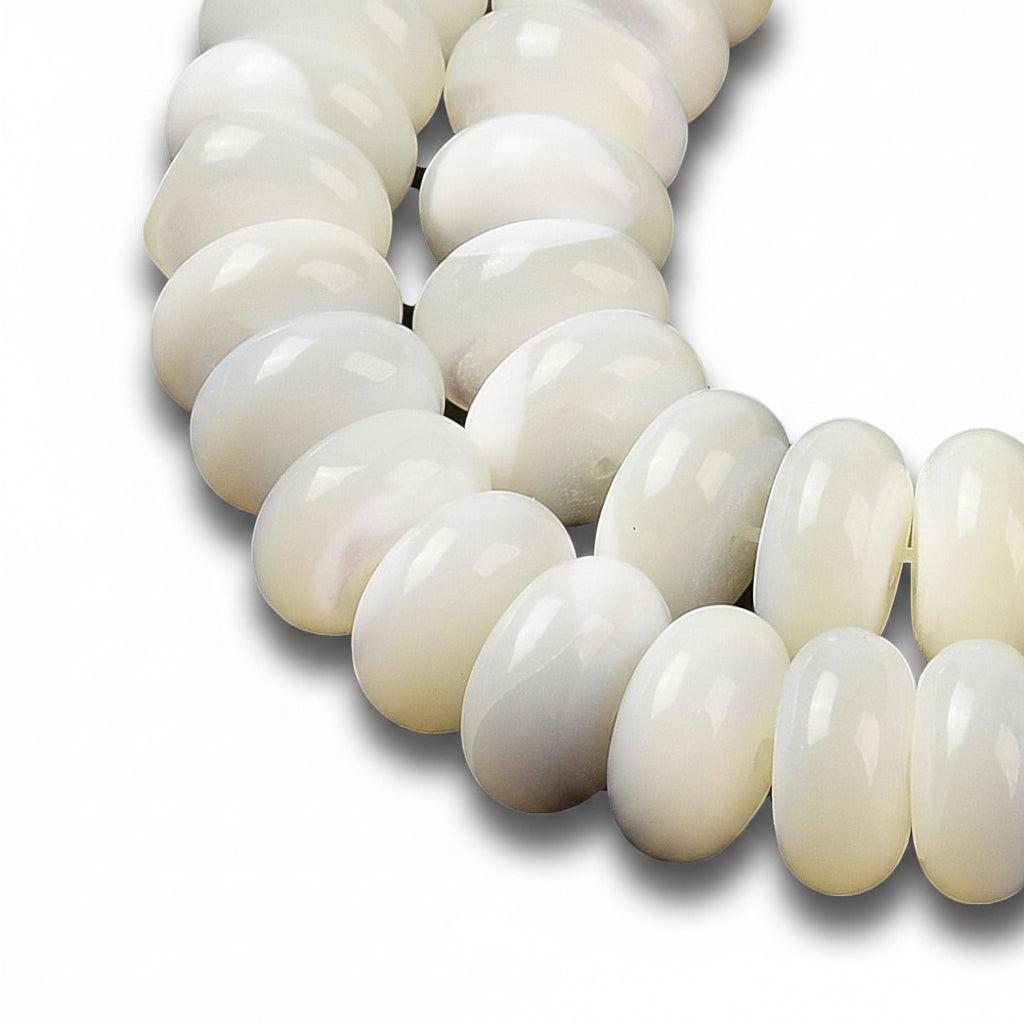 Schelp Kralen Trochus Rondel Wit 10x5mm - per stuk-Kralen-Kraaltjes van Renate