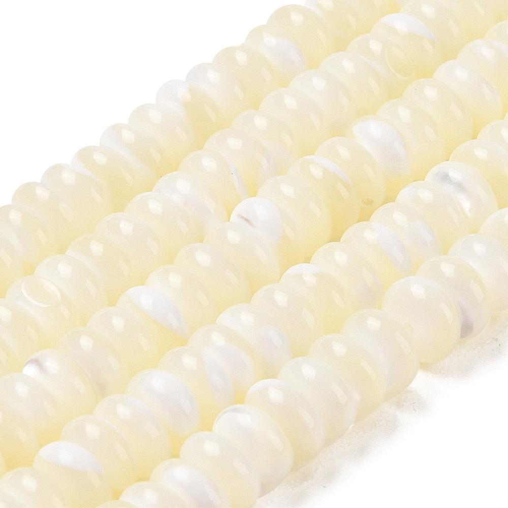 Schelp Kralen Trochus Rondel Wit 10x5mm - per stuk-Kralen-Kraaltjes van Renate