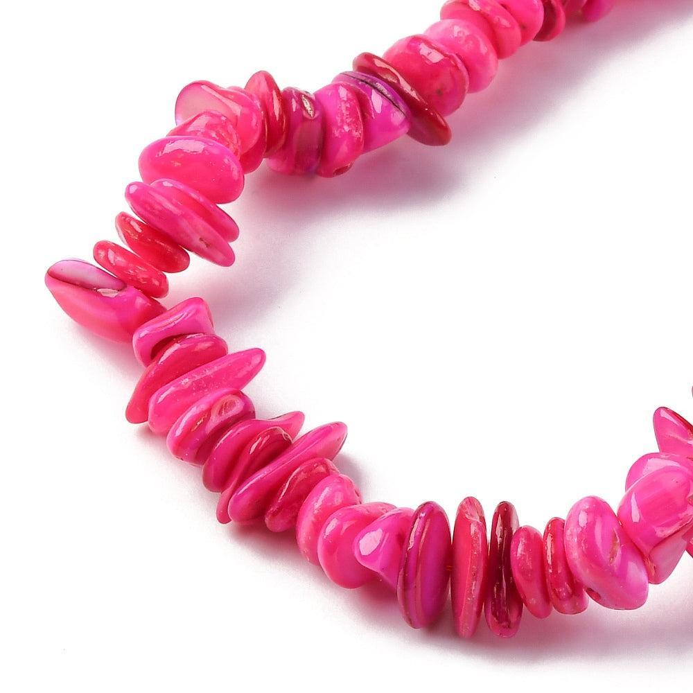 Schelp Kralen Chip Magenta Roze - ±63 stuks-Kralen-Kraaltjes van Renate