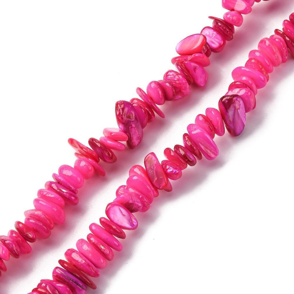 Schelp Kralen Chip Magenta Roze - ±63 stuks-Kralen-Kraaltjes van Renate