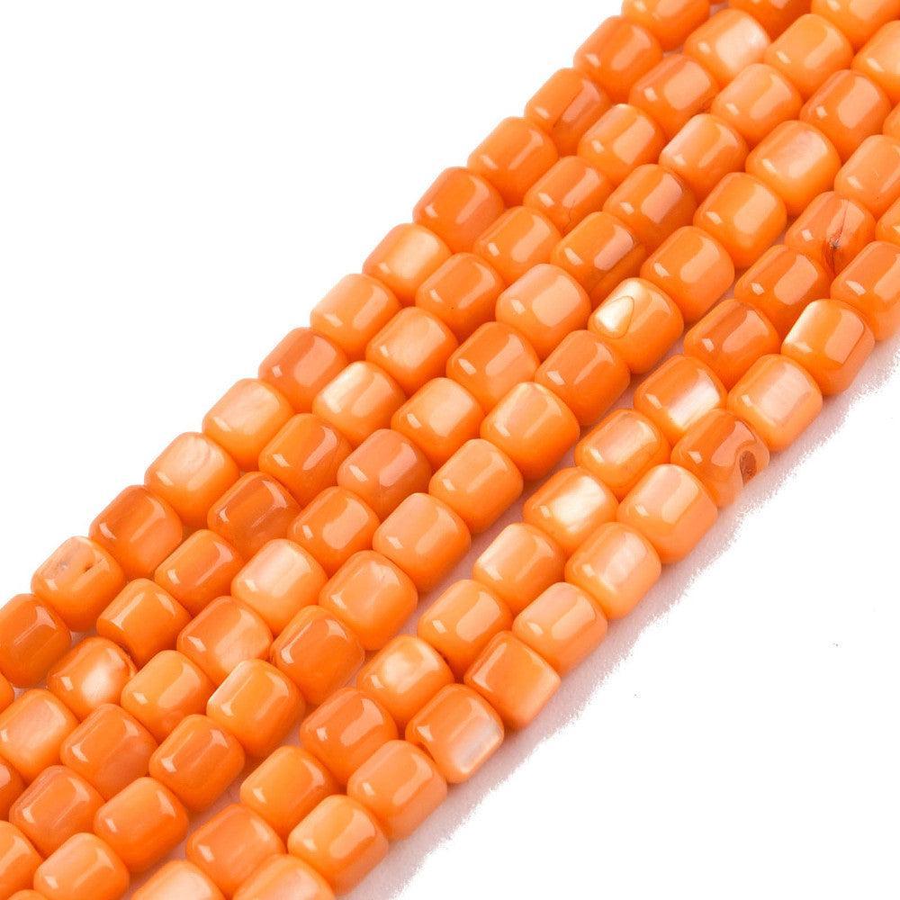 Schelp Kralen Cilinder Pastel Oranje 3.5x3.5mm - 10 stuks (kopie)-Kralen-Kraaltjes van Renate
