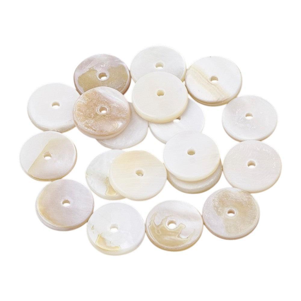 Schelp Kralen Heishi Disc Naturel Wit 6mm - per 25 stuks-Kralen-Kraaltjes van Renate