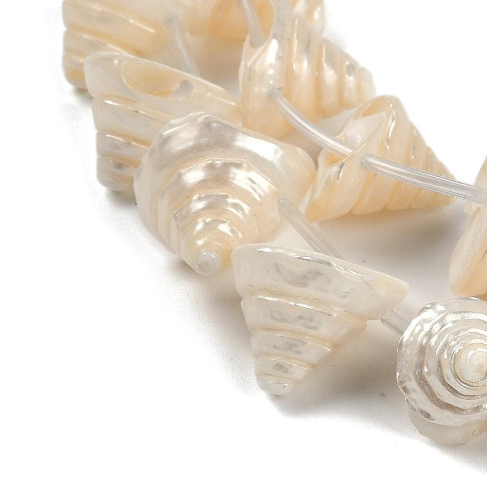 Schelp Kralen Kegel Wit Parelmoer 12-19mm - per stuk-Kralen-Kraaltjes van Renate