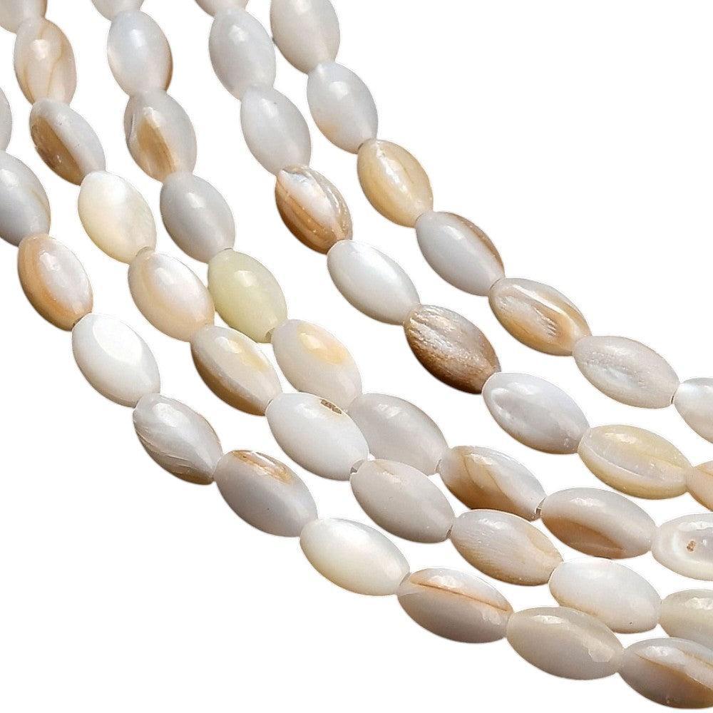 Schelp Kralen Rijstkorrel Naturel Wit 5mm - per 10 stuks-Onderdelen-Kraaltjes van Renate